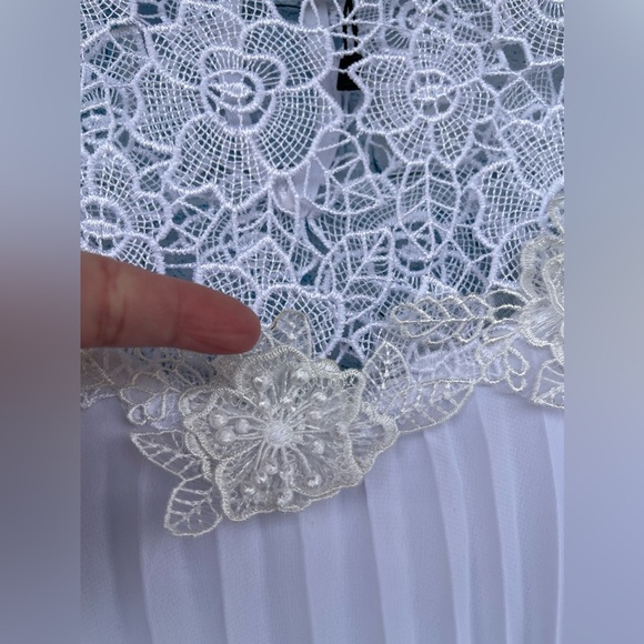 raisa vanessa trendyol white pleated lace embroidered mini dress size 36/6 - Picture 6 of 16